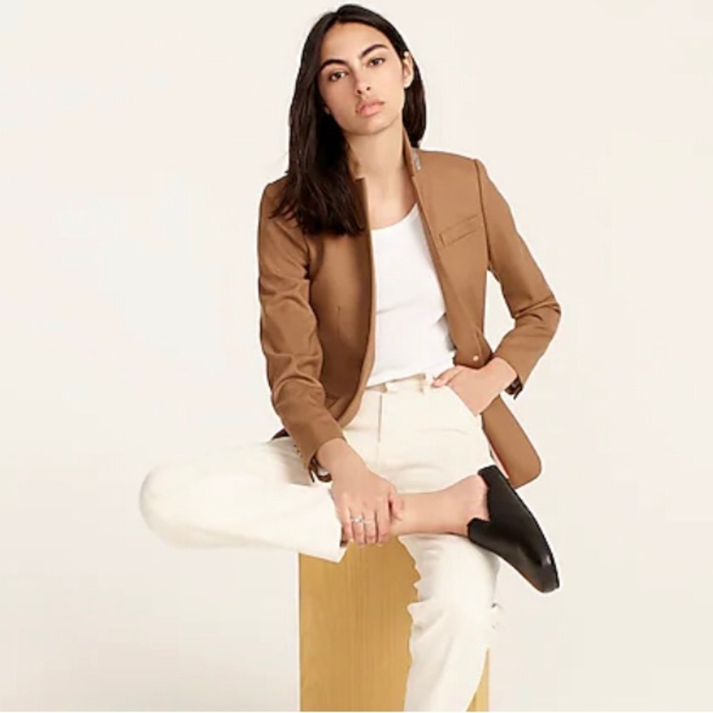 NWT Petite Regent Blazer in Wool Flannel in Camel j Crew